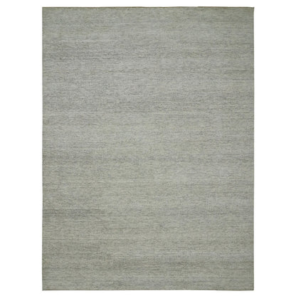 Modern and Contemporary Wool Hand Knotted Rug Ivory No Border 9.1X12.1 -O079976