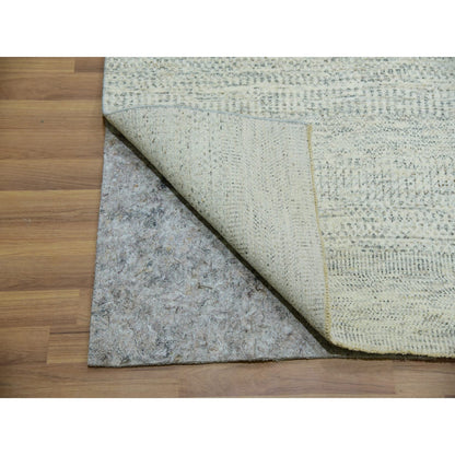 Modern and Contemporary Wool Hand Knotted Rug Ivory No Border 9.1X12.1 -O079976