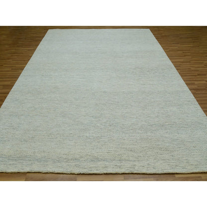 Modern and Contemporary Wool Hand Knotted Rug Ivory No Border 9.2X11.10 -O079977