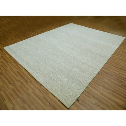 Modern and Contemporary Wool Hand Knotted Rug Ivory No Border 9.2X11.10 -O079977