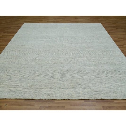 Modern and Contemporary Wool Hand Knotted Rug Ivory No Border 10.0X10.0 -O079978