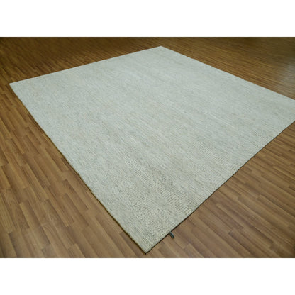 Modern and Contemporary Wool Hand Knotted Rug Ivory No Border 10.0X10.0 -O079978