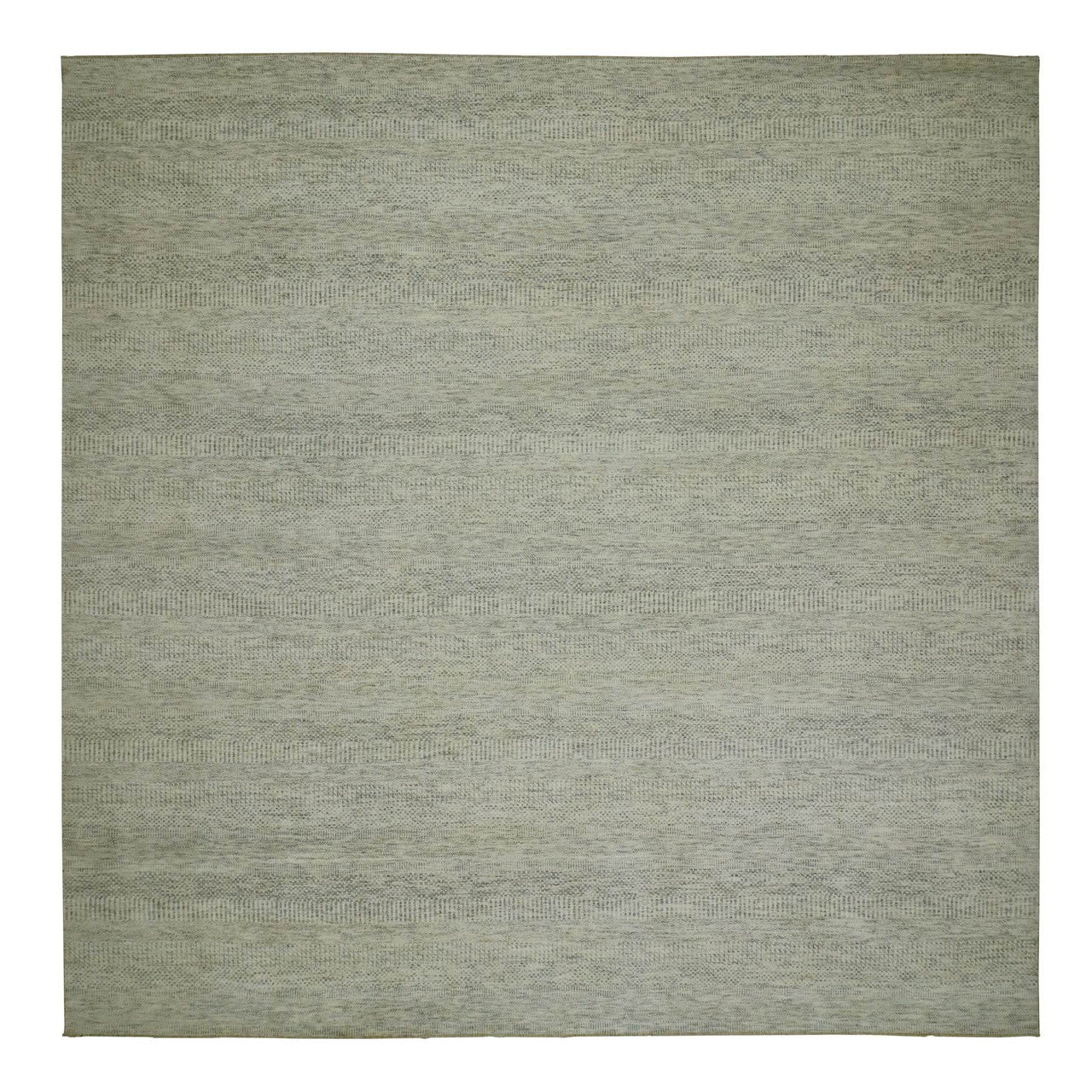 Ivory 12'1" x 12'1" Modern and Contemporary Hand knotted Wool Rug - Sku: O079979