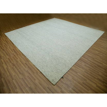 Modern and Contemporary Wool Hand Knotted Rug Ivory No Border 12.1X12.1 -O079979