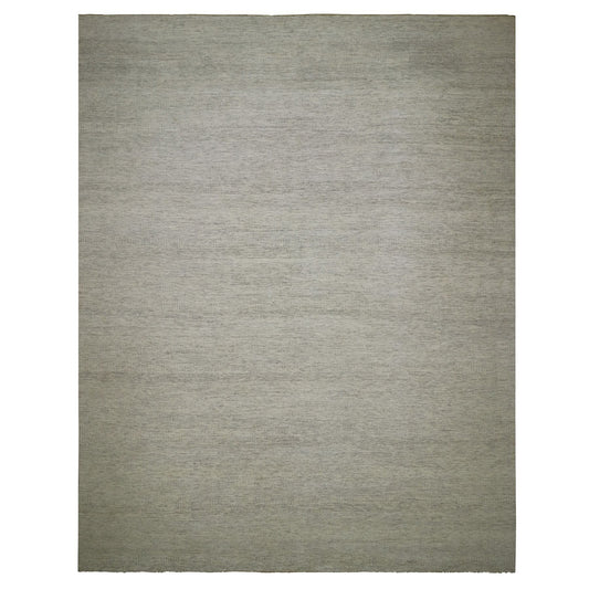 Modern and Contemporary Wool Hand Knotted Rug Ivory No Border 14.0X18.1 -O079980