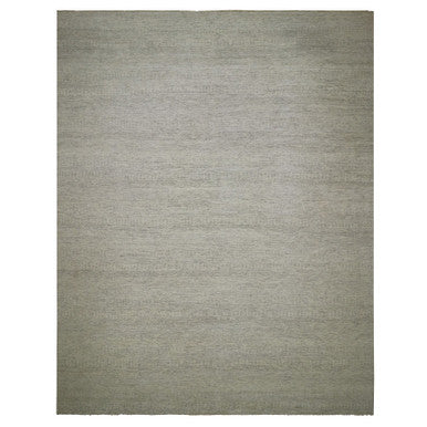 Modern and Contemporary Wool Hand Knotted Rug Ivory No Border 14.0X18.1 -O079980