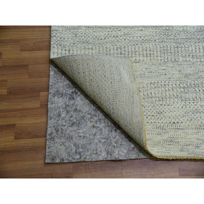 Modern and Contemporary Wool Hand Knotted Rug Ivory No Border 14.0X18.1 -O079980