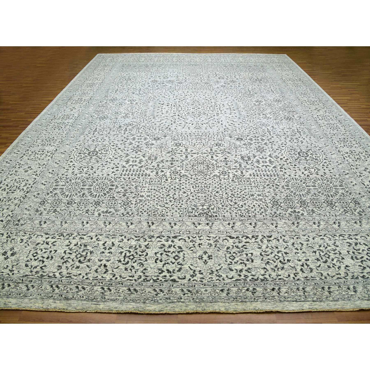 Ivory 14'1" x 17'9" Mamluk Hand knotted Wool Rug - Sku: O079982