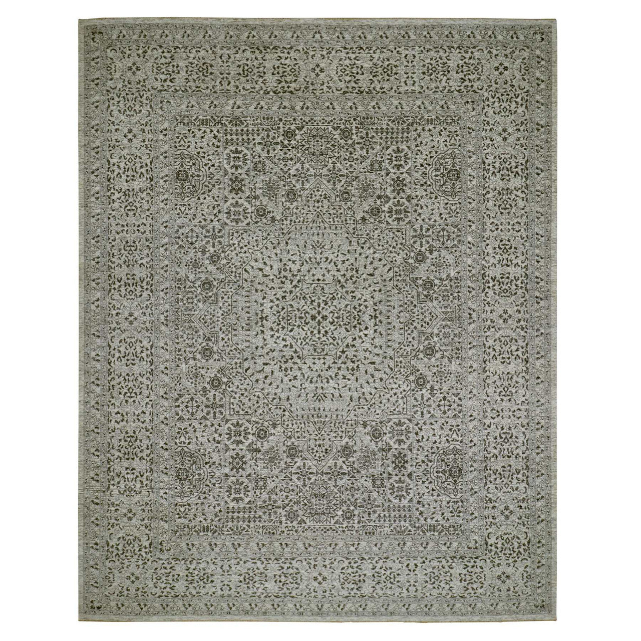 Ivory 12'1" x 15'4" Mamluk Hand knotted Wool Rug - Sku: O079983