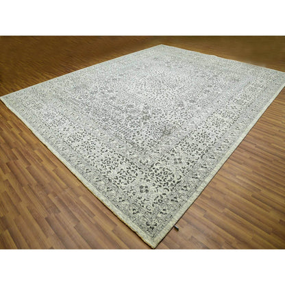 Mamluk Wool Hand Knotted Rug Ivory Ivory 12.1X15.4 -O079983