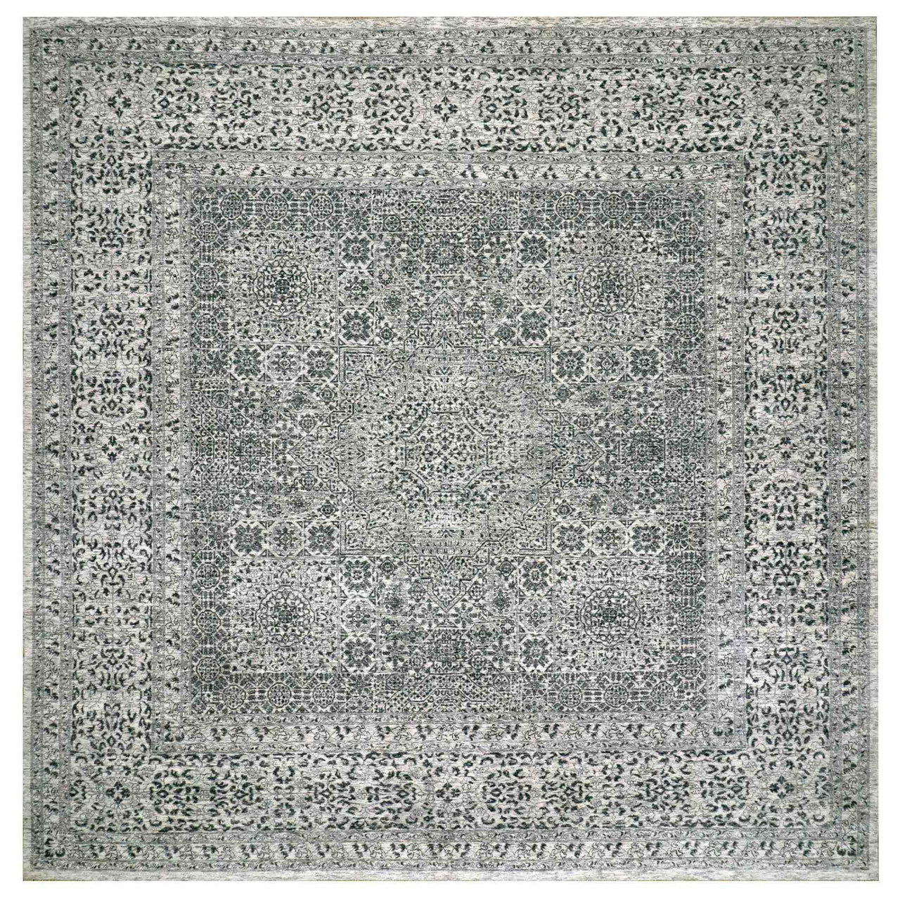 Ivory 11'11" x 12'0" Mamluk Hand knotted Wool Rug - Sku: O079984