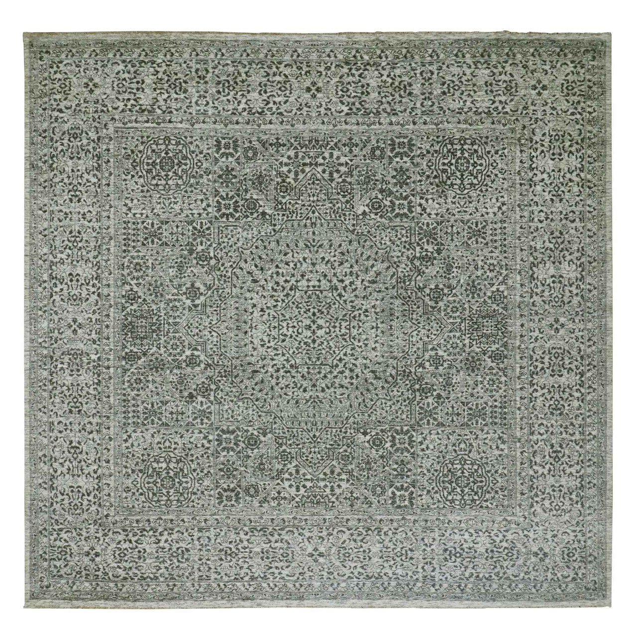 Mamluk Wool Hand Knotted Rug Ivory Ivory 9.11X10.2 -O079988