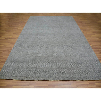 Modern and Contemporary Wool Hand Knotted Rug Grey No Border 9.2X12.0 -O079989