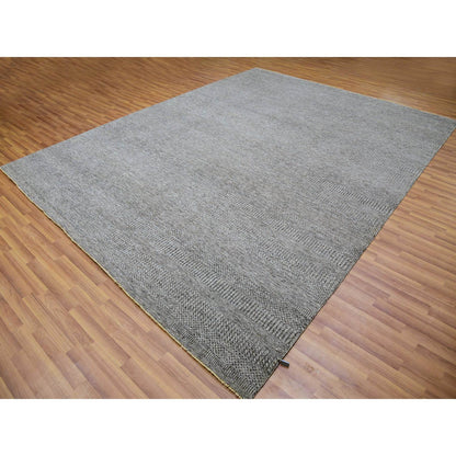 Modern and Contemporary Wool Hand Knotted Rug Grey No Border 9.2X12.0 -O079989