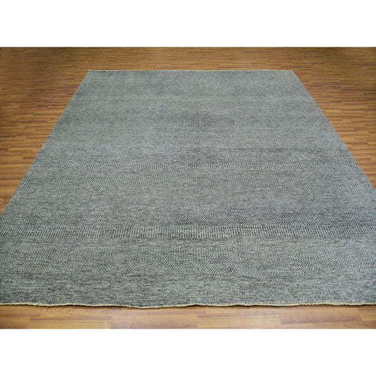 Modern and Contemporary Wool Hand Knotted Rug Grey No Border 10.0X10.0 -O079990