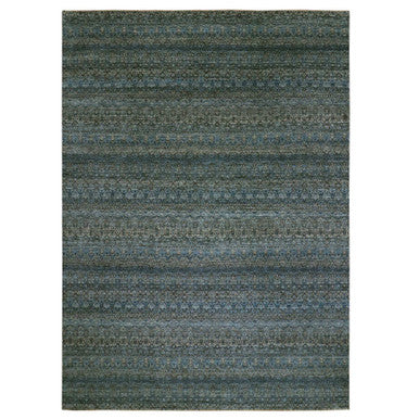 Modern and Contemporary Wool Hand Knotted Rug Blue No Border 10.0X13.11 -O079991