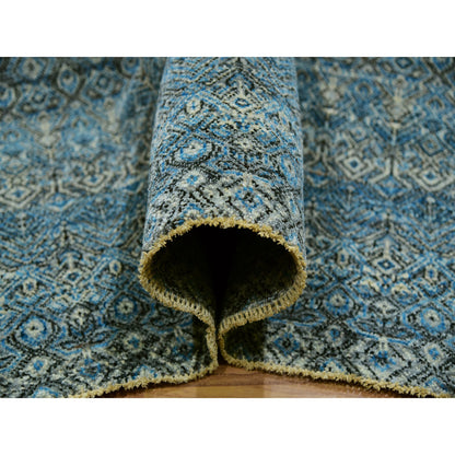 Modern and Contemporary Wool Hand Knotted Rug Blue No Border 10.0X13.11 -O079991