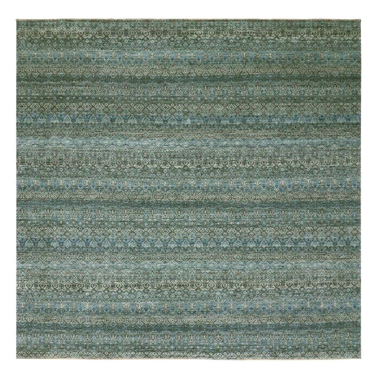 Blue 9'10" x 9'11" Modern and Contemporary Hand knotted Wool Rug - Sku: O079992