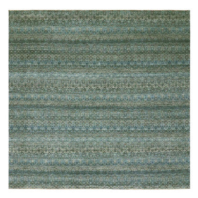 Modern and Contemporary Wool Hand Knotted Rug Blue No Border 9.10X9.11 -O079992