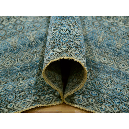 Modern and Contemporary Wool Hand Knotted Rug Blue No Border 9.10X9.11 -O079992