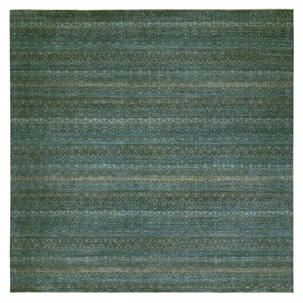 Blue 11'11" x 11'11" Modern and Contemporary Hand knotted Wool Rug - Sku: O079995