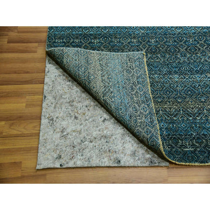 Modern and Contemporary Wool Hand Knotted Rug Blue No Border 11.11X11.11 -O079995