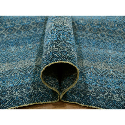 Modern and Contemporary Wool Hand Knotted Rug Blue No Border 11.11X11.11 -O079995