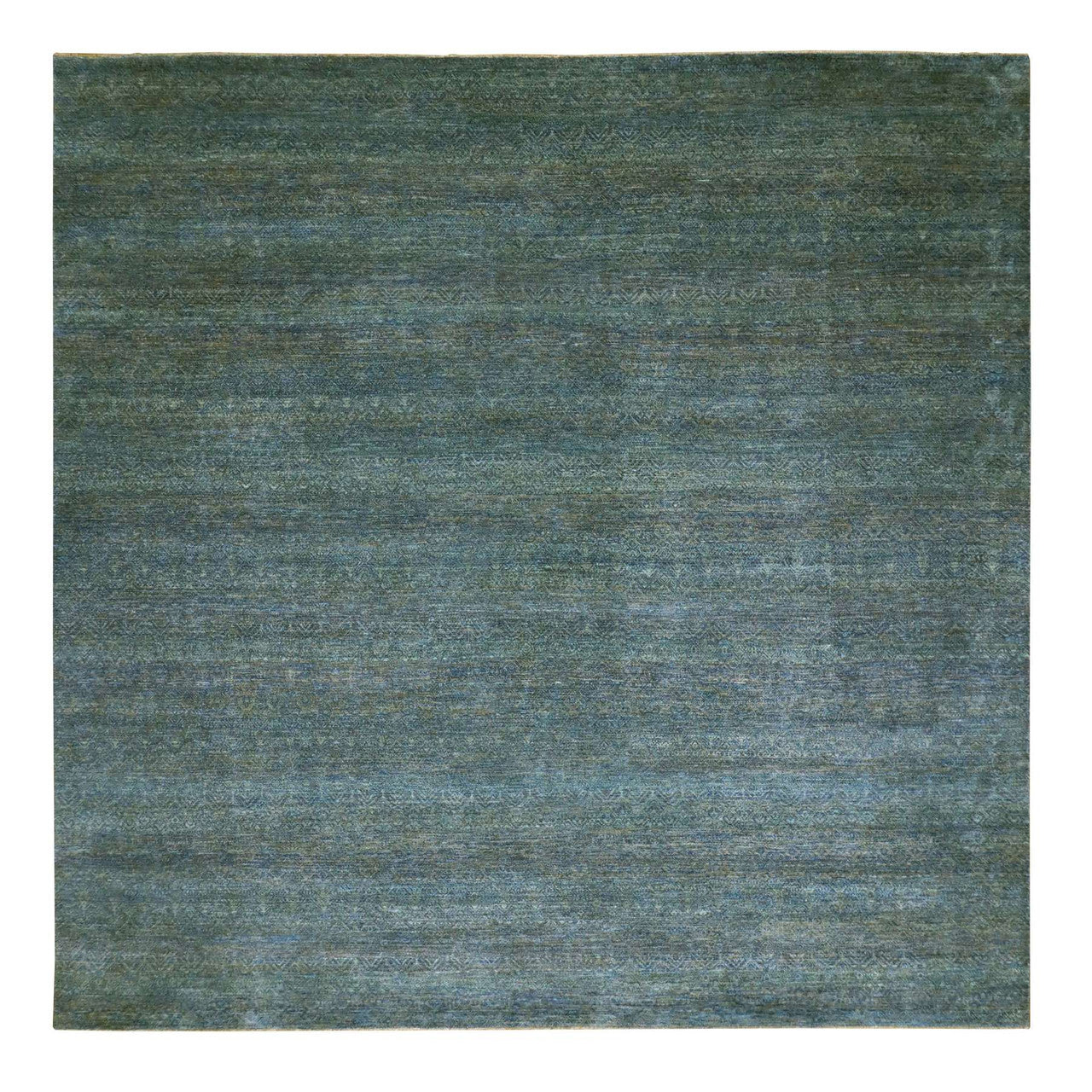 Modern and Contemporary Wool Hand Knotted Rug Green No Border 12.0X12.0 -O079996