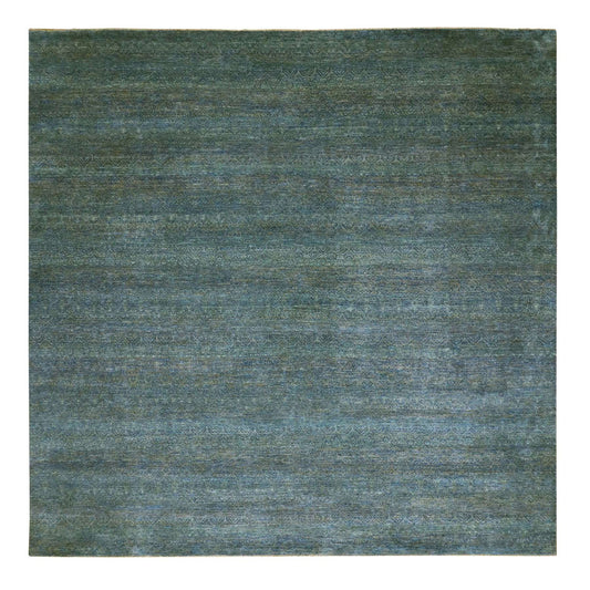 Modern and Contemporary Wool Hand Knotted Rug Green No Border 12.0X12.0 -O079996
