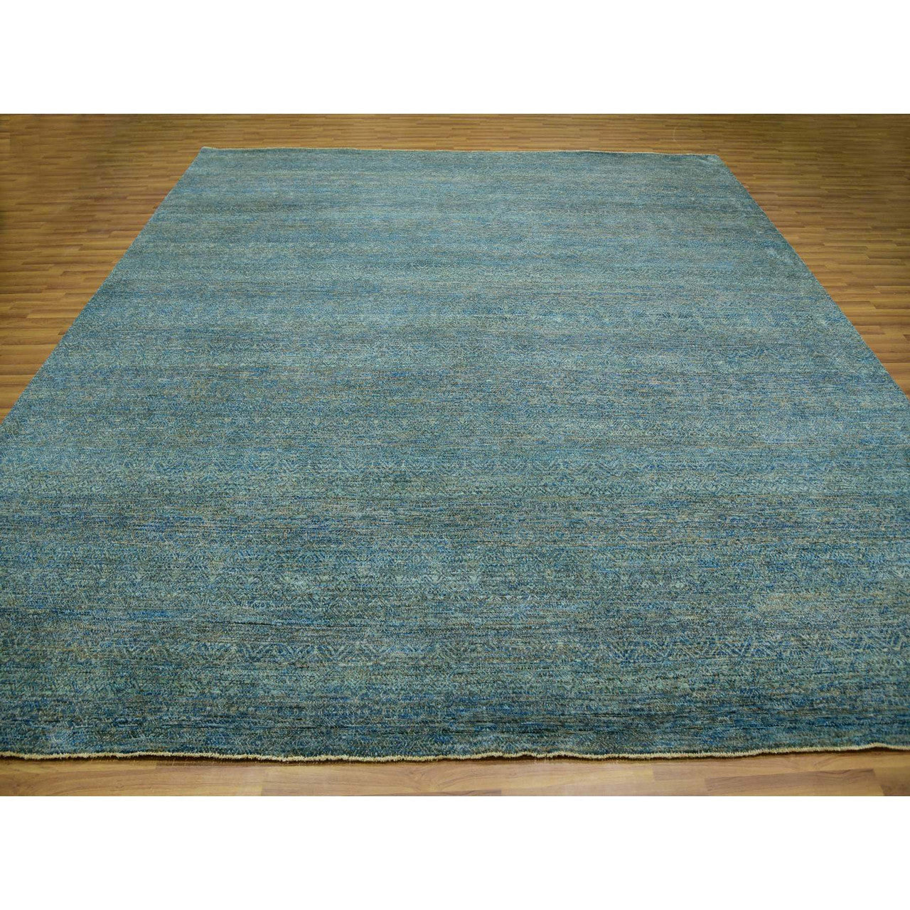 Modern and Contemporary Wool Hand Knotted Rug Green No Border 12.0X12.0 -O079996