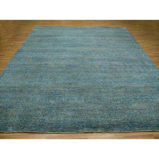 Modern and Contemporary Wool Hand Knotted Rug Green No Border 12.0X12.0 -O079996