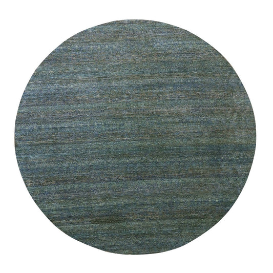 Modern and Contemporary Wool Hand Knotted Rug Green No Border 11.11X11.11 -O079997