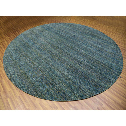 Modern and Contemporary Wool Hand Knotted Rug Green No Border 11.11X11.11 -O079997