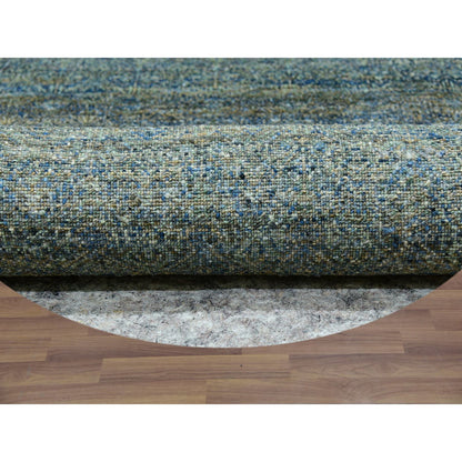 Modern and Contemporary Wool Hand Knotted Rug Green No Border 11.11X11.11 -O079997