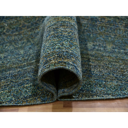 Modern and Contemporary Wool Hand Knotted Rug Green No Border 11.11X11.11 -O079997