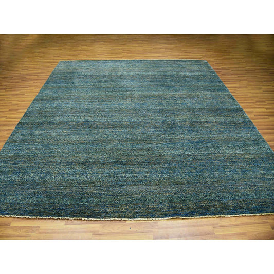 Modern and Contemporary Wool Hand Knotted Rug Green No Border 10.1X10.1 -O079998