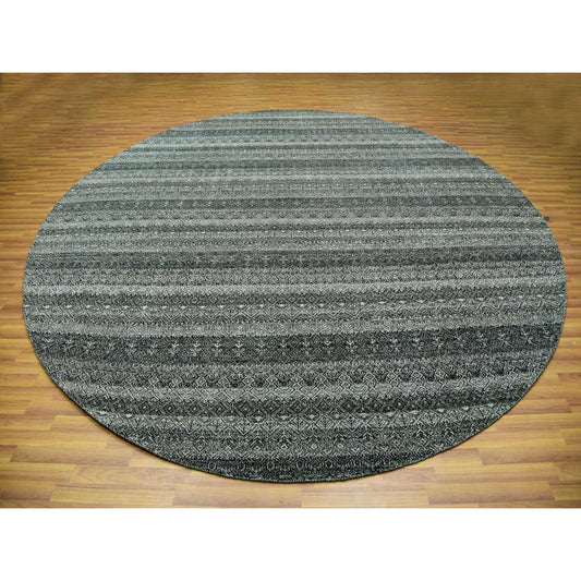 Modern and Contemporary Wool Hand Knotted Rug Grey No Border 11.10X11.10 -O079999