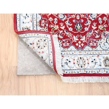 Fine Oriental Wool Hand Knotted Rug Red Ivory 2.9X10.1 -O080022
