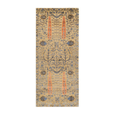 Transitional Wool & Silk Hand Knotted Rug Brown 2.7X6.0  -O080024
