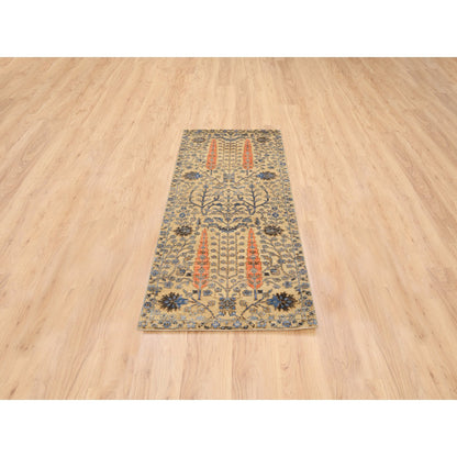 Transitional Wool & Silk Hand Knotted Rug Brown 2.7X6.0  -O080024