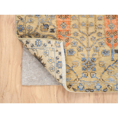 Transitional Wool & Silk Hand Knotted Rug Brown 2.7X6.0  -O080024