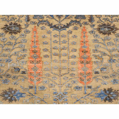 Transitional Wool & Silk Hand Knotted Rug Brown 2.7X6.0  -O080024