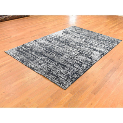 Modern and Contemporary Wool & Silk Hand Loomed Rug Black No Border 5.10X9.0 -O080033