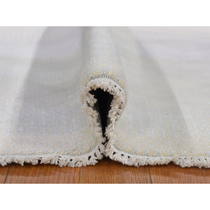 Modern and Contemporary Wool & Silk Hand Knotted Rug Ivory No Border 4.1X6.1 -O080039