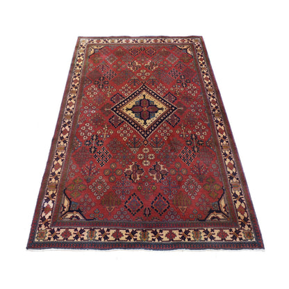 Persian Wool Hand Knotted Rug Red Ivory 4.0X7.7 -O080042