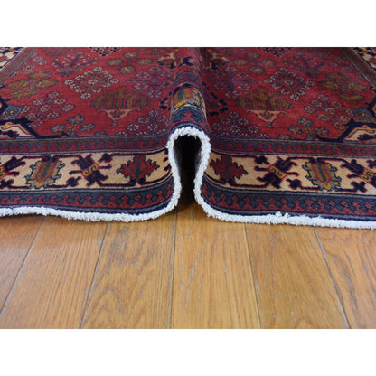 Persian Wool Hand Knotted Rug Red Ivory 4.0X7.7 -O080042