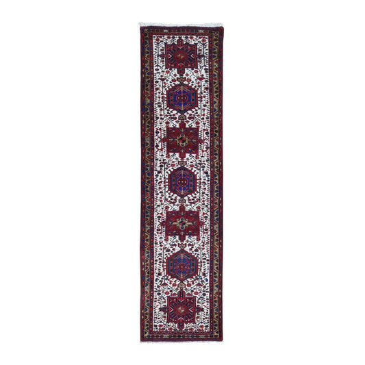 Persian Wool Hand Knotted Rug Ivory Honey Brown 3.0X11.4 -O080044