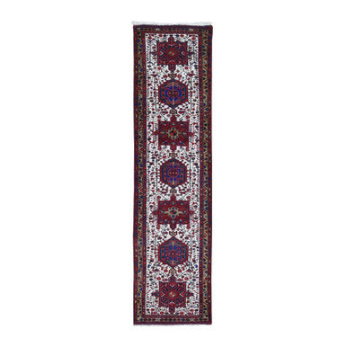 Persian Wool Hand Knotted Rug Ivory Honey Brown 3.0X11.4 -O080044