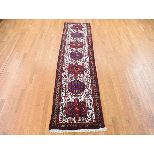 Persian Wool Hand Knotted Rug Ivory Honey Brown 3.0X11.4 -O080044