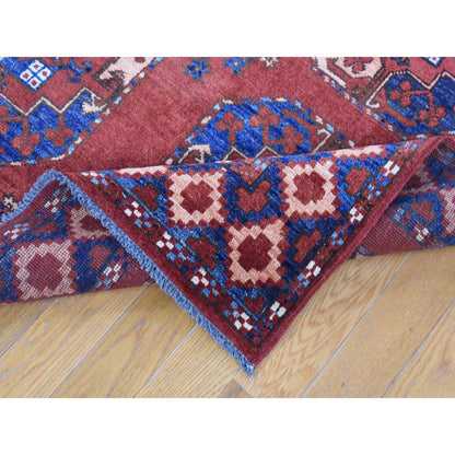 Tribal & Geometric Wool Hand Knotted Rug Red Red 4.0X6.8 -O080045
